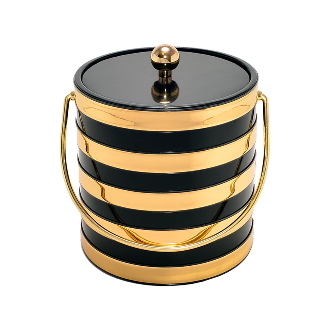 Black 3 qt. Gold Band Ice Bucket image 0