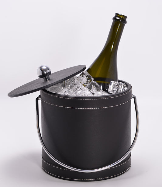 Black Leatherette Stitched 3 QT. Ice Bucket image 1
