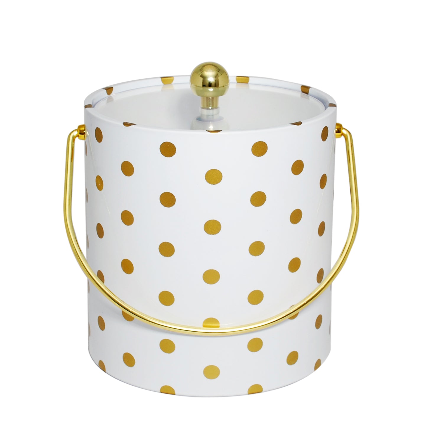 White With Gold Polka Dots 3 qt. Ice Bucket image 0