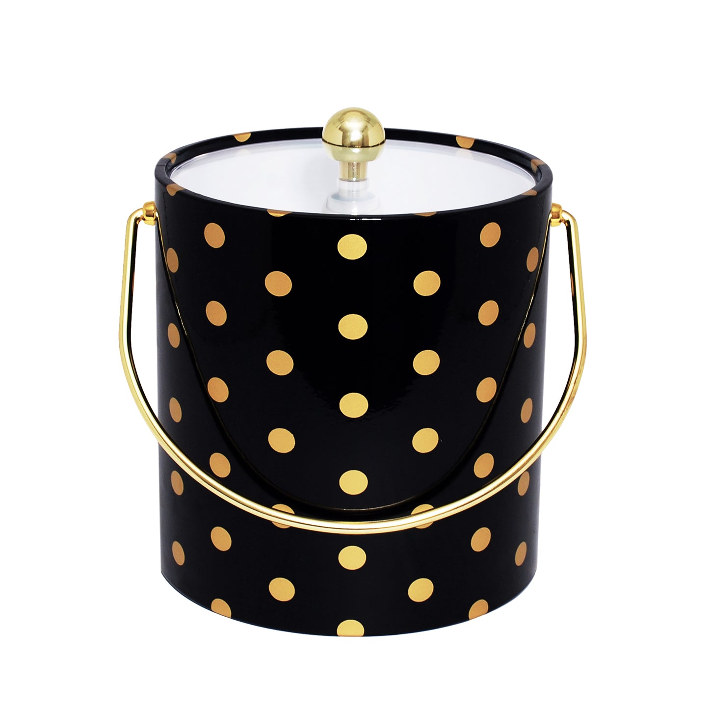 Black With Gold Polka Dots 3 qt. Ice Bucket image 0