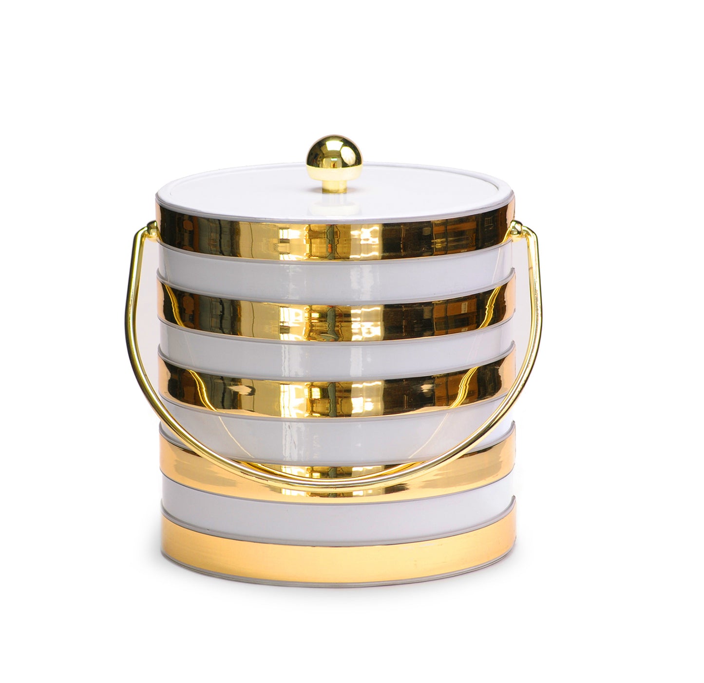 White 3 qt. Gold Band Ice Bucket image 0