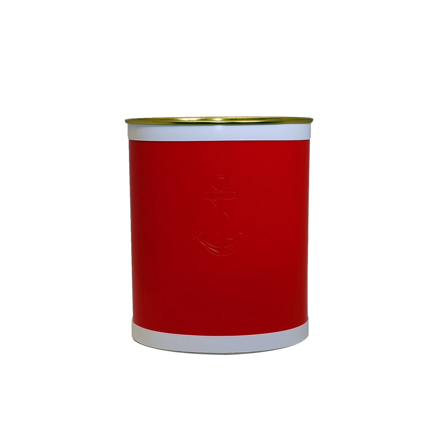Red Castilian Debossed Anchor Waste Basket image 0