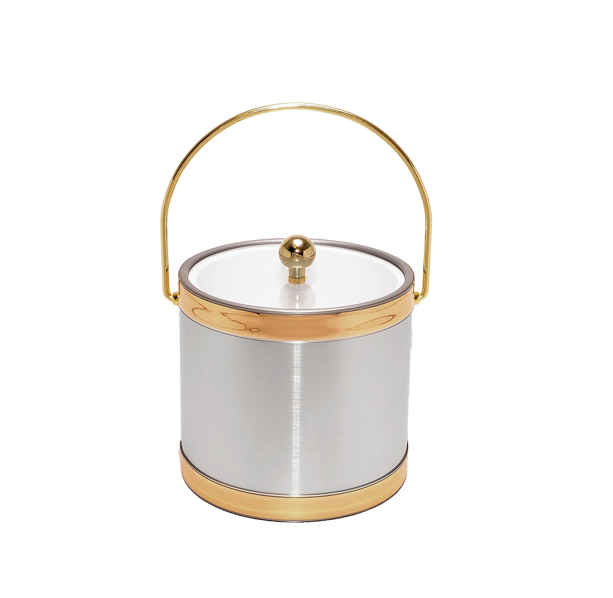 Brushed Silver w Gold Bands 3 qt. Ice Bucket image 0