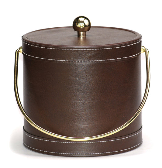 Brown Leatherette Stitched 3 QT. Ice Bucke image 0