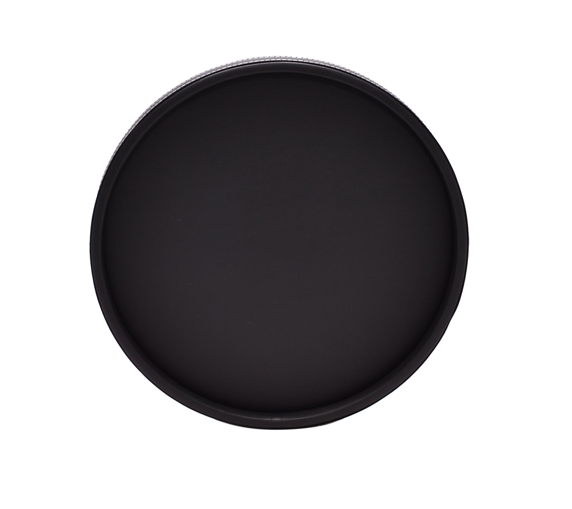 Black Leatherette Stitch Round Tray image 0