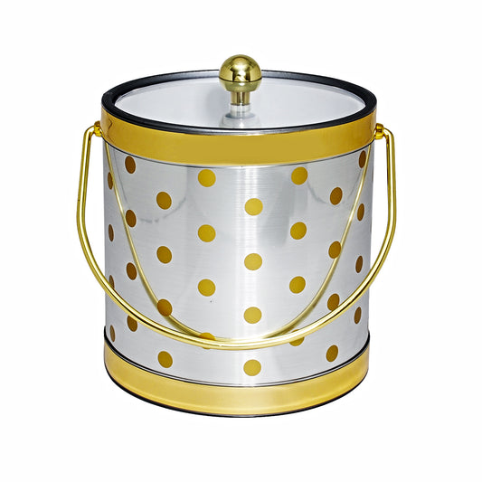 Silver With Gold Polka Dots 3 qt. Ice Bucket image 0