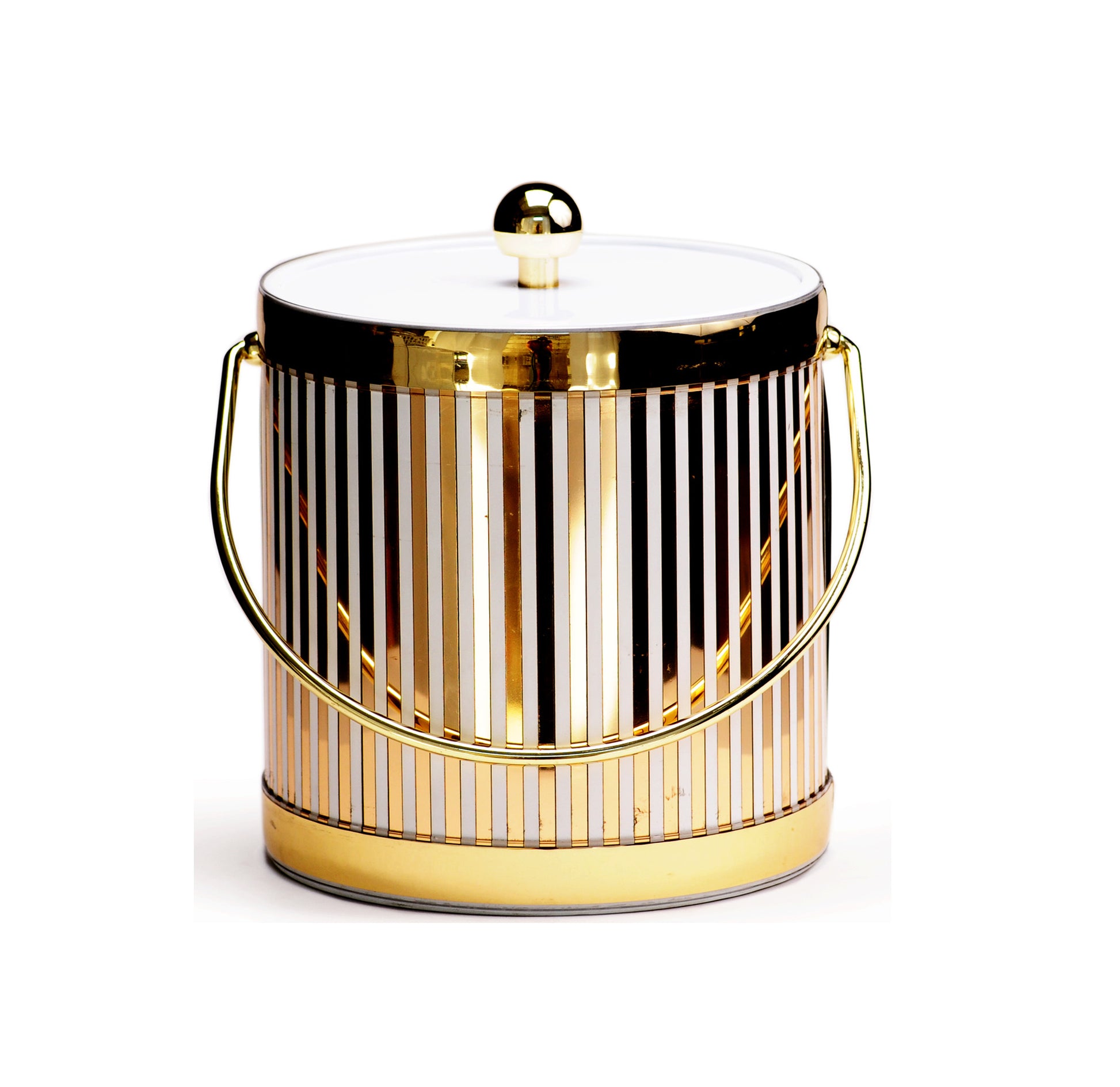 White 1/4 Gold Vertical 3 qt. Ice Bucket image 0
