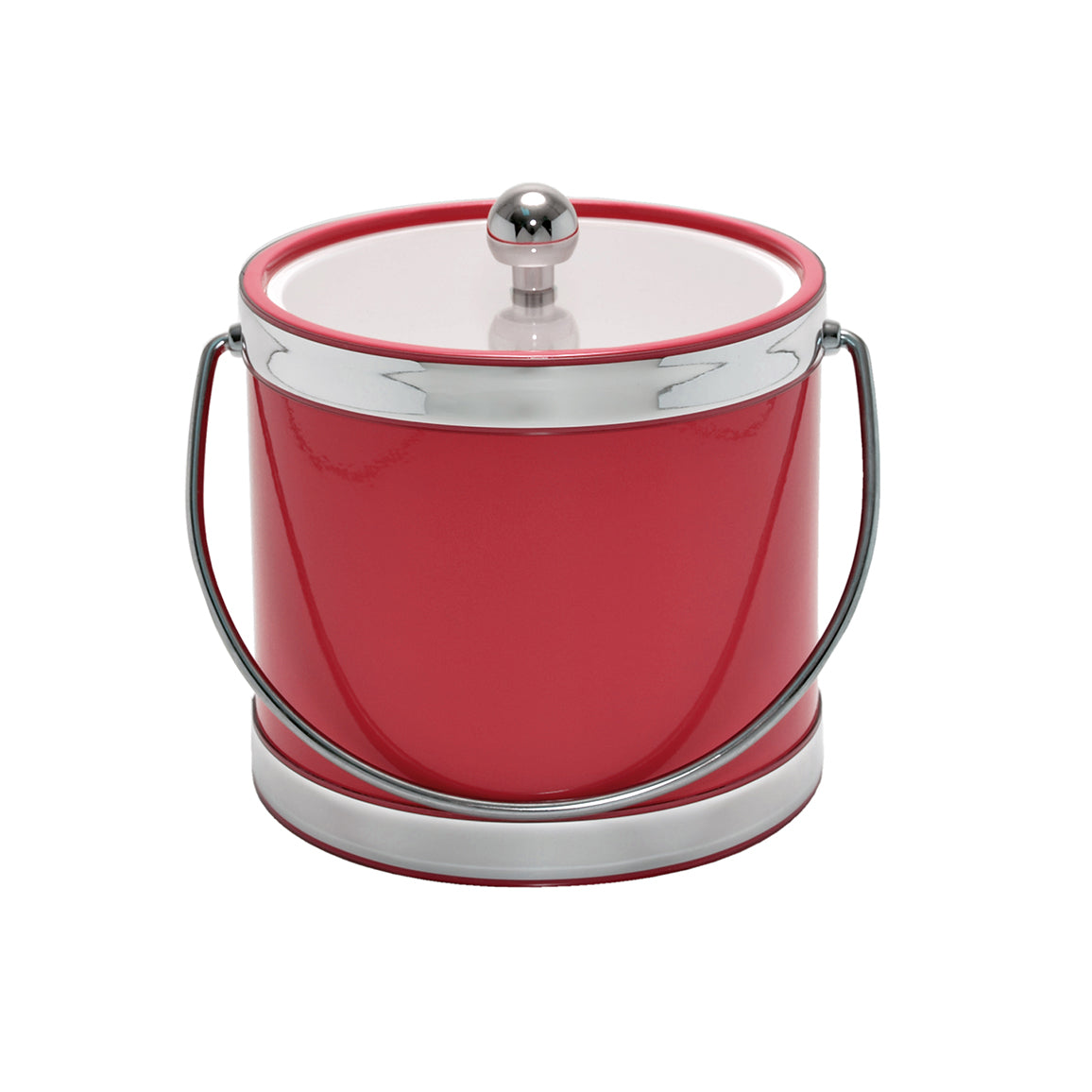 Red with Dual Silver Bands 3 qt. Ice Bucket image 0