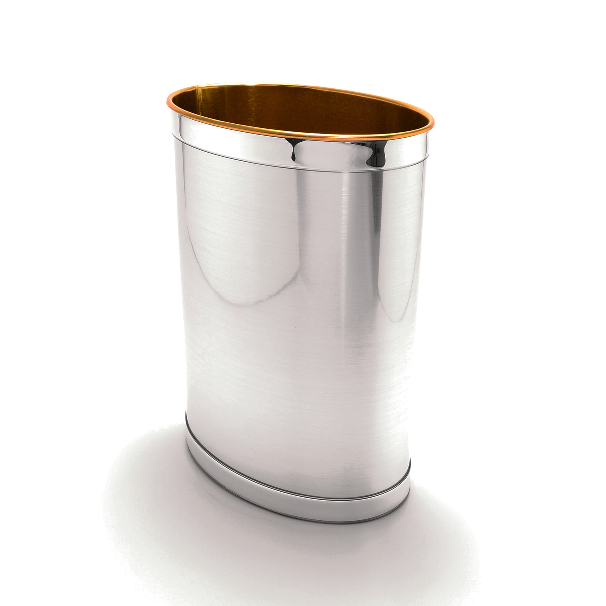 Brushed Silver w Silver Band 13 Quart Waste Basket image 0