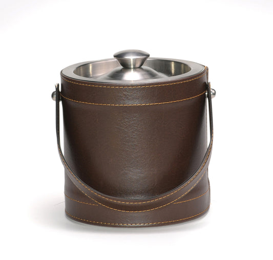 Brown Leatherette Stitched 3 QT. Ice Bucket image 0