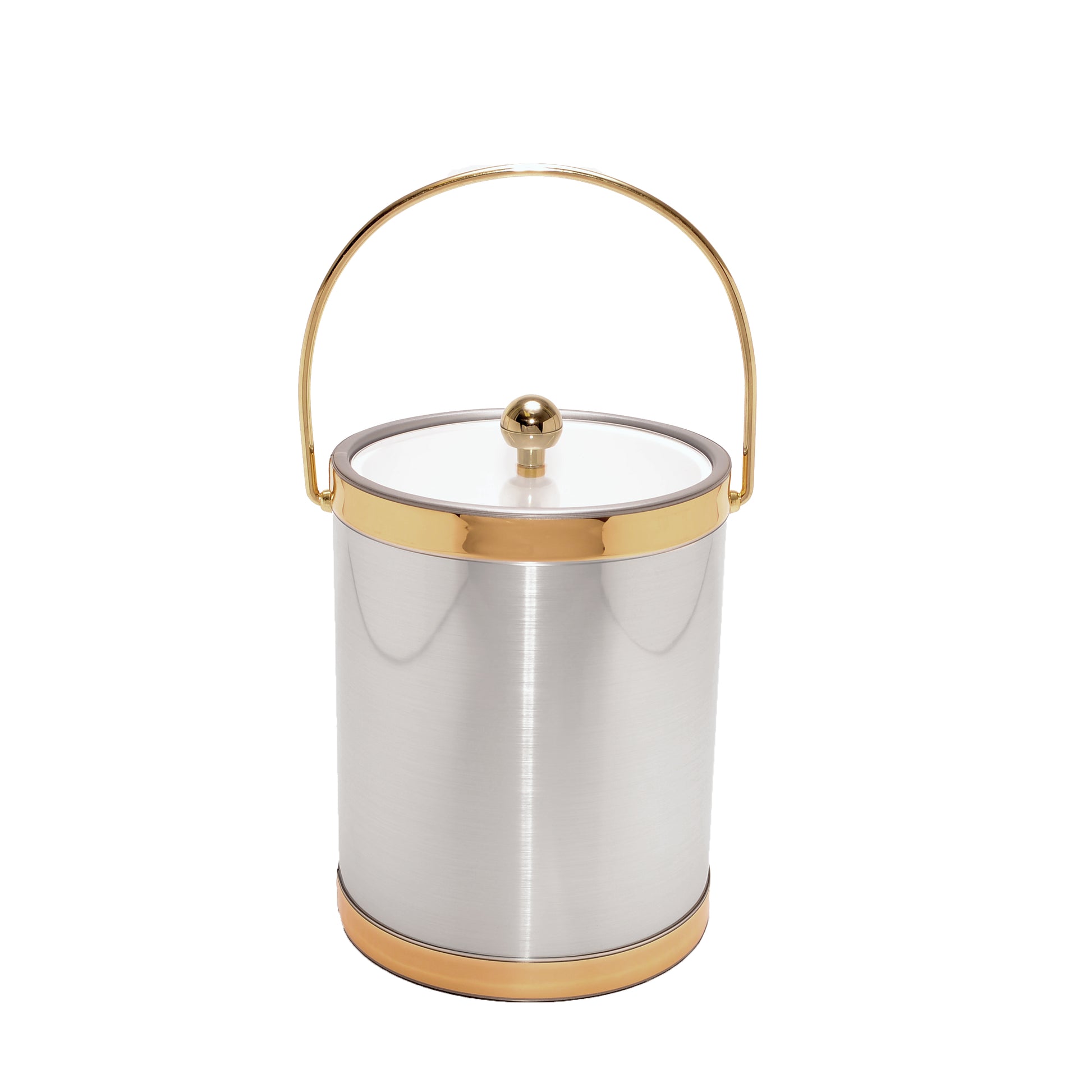 Brushed Silver w Gold Bands 5 qt. Ice Bucket image 0
