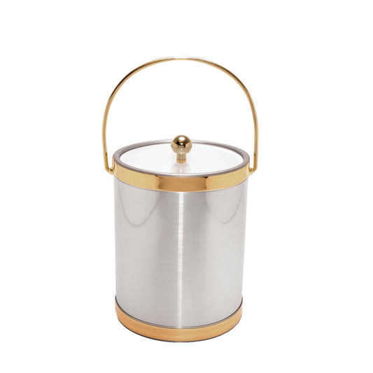 Brushed Silver w Gold Bands 5 qt. Ice Bucket image 0