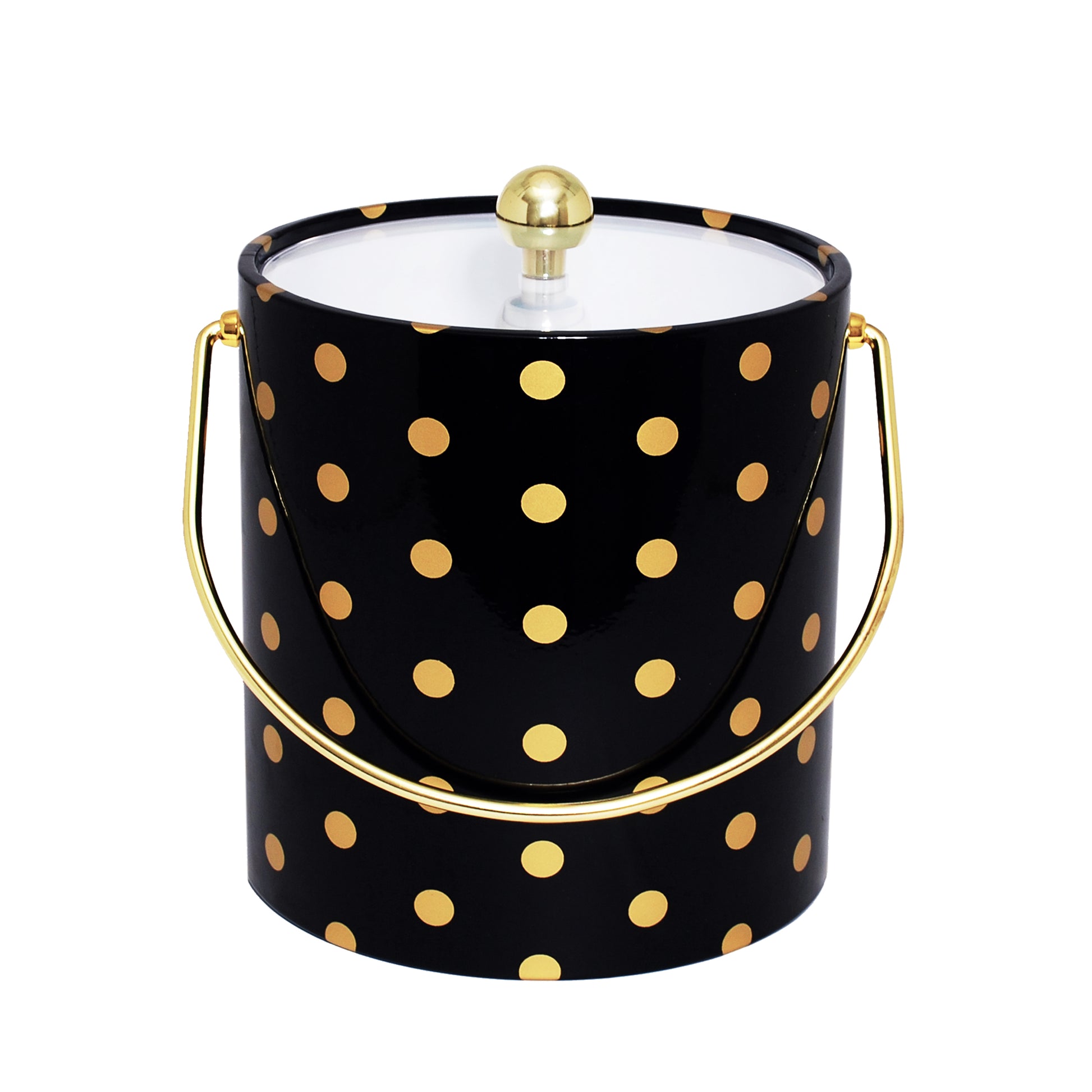 Black With Gold Polka Dots 3 qt. Ice Bucket image 0