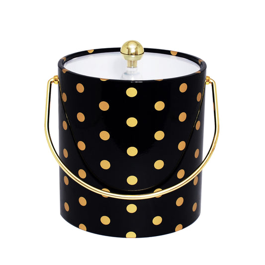 Black With Gold Polka Dots 3 qt. Ice Bucket image 0