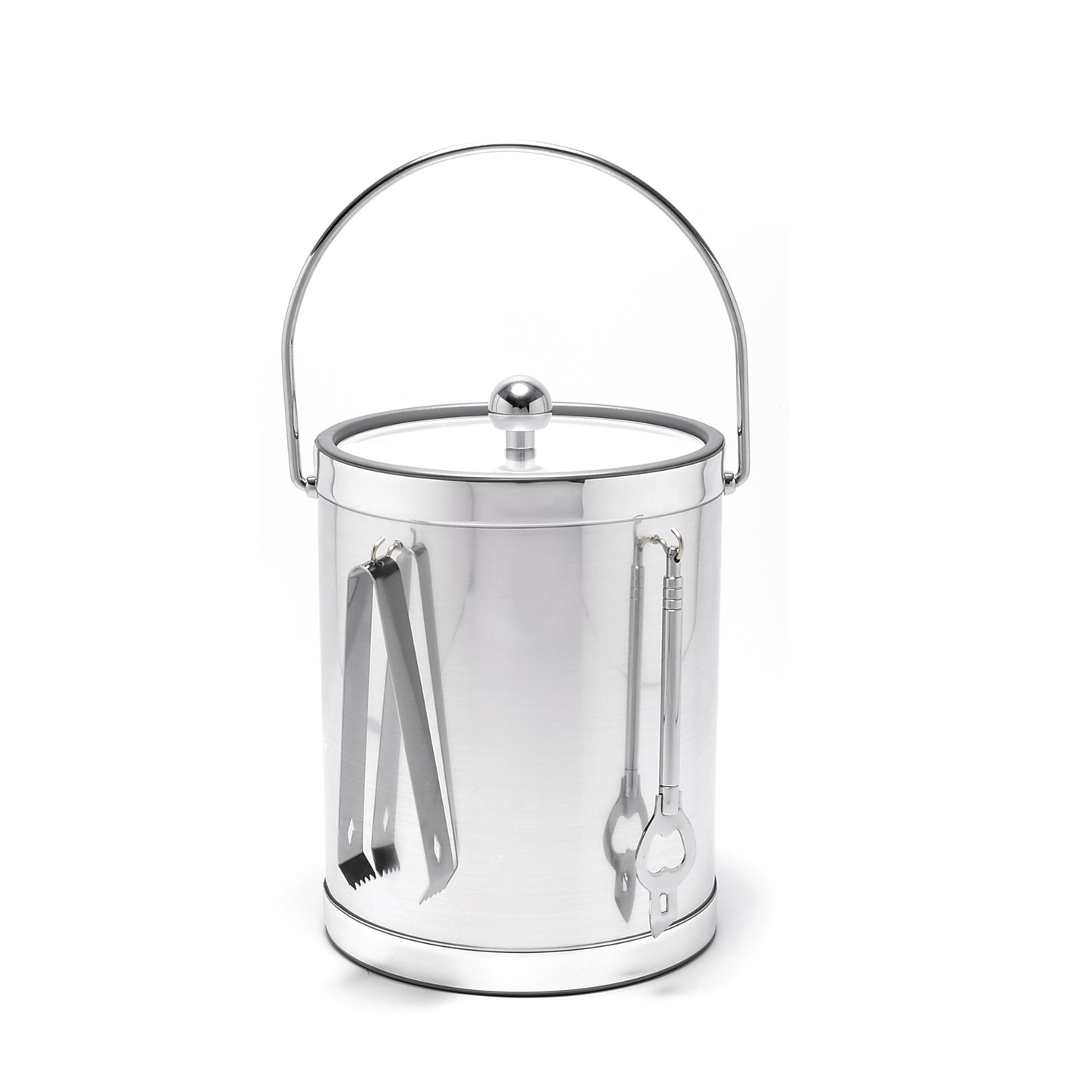 Brushed Silver 5 qt. Ice Bucket With Bar Tools image 0