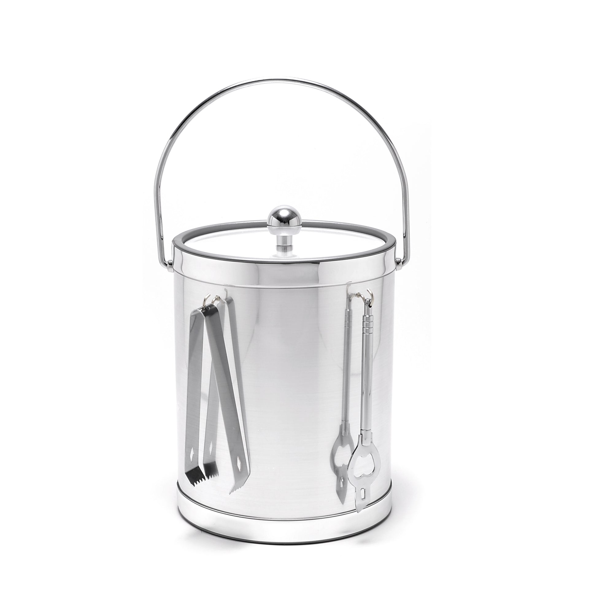 Brushed Silver 5 qt. Ice Bucket With Bar Tools image 0