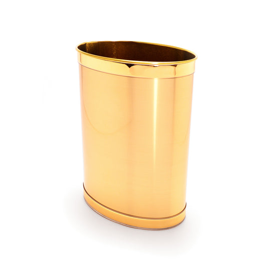 Brushed Gold w Gold Band 13 Quart Waste Basket image 0