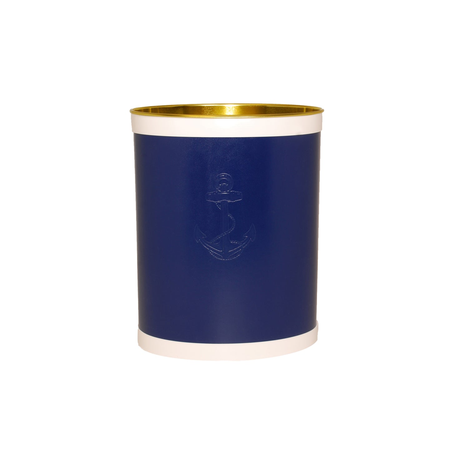 Blue Castilian Debossed Anchor Waste Basket image 0