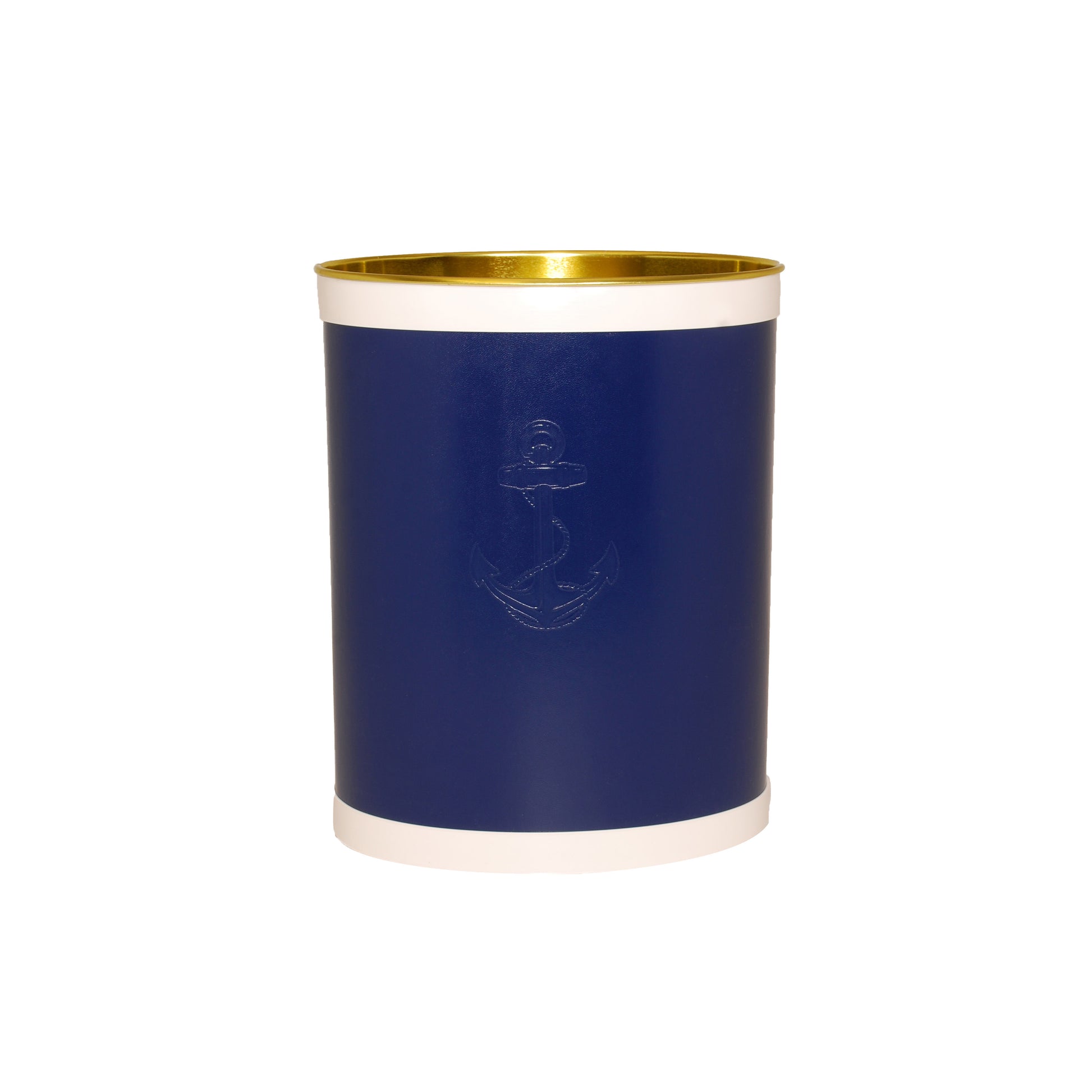 Blue Castilian Debossed Anchor Waste Basket image 0